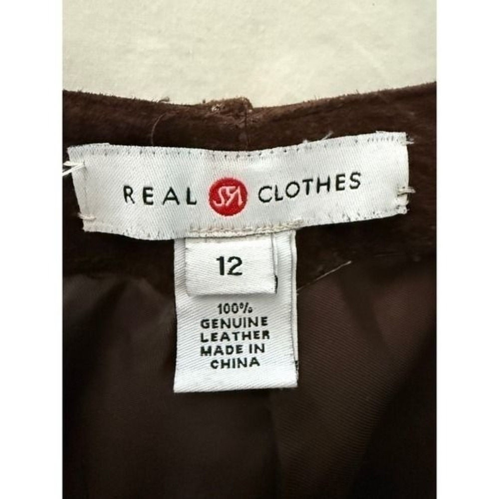 Saks Fifth Avenue Real Clothes 100% Genuine Leather Brown Pants Size 12 - Picture 13 of 13